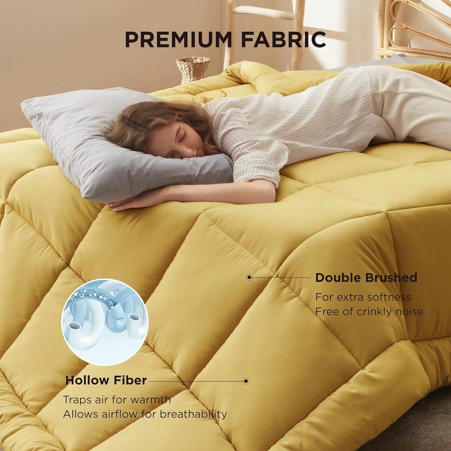 Bedsure Mustard Yellow Queen Comforter