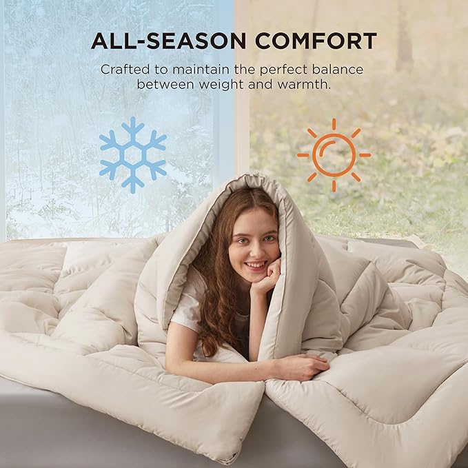 Bedsure Linen Queen All-Season Comforter
