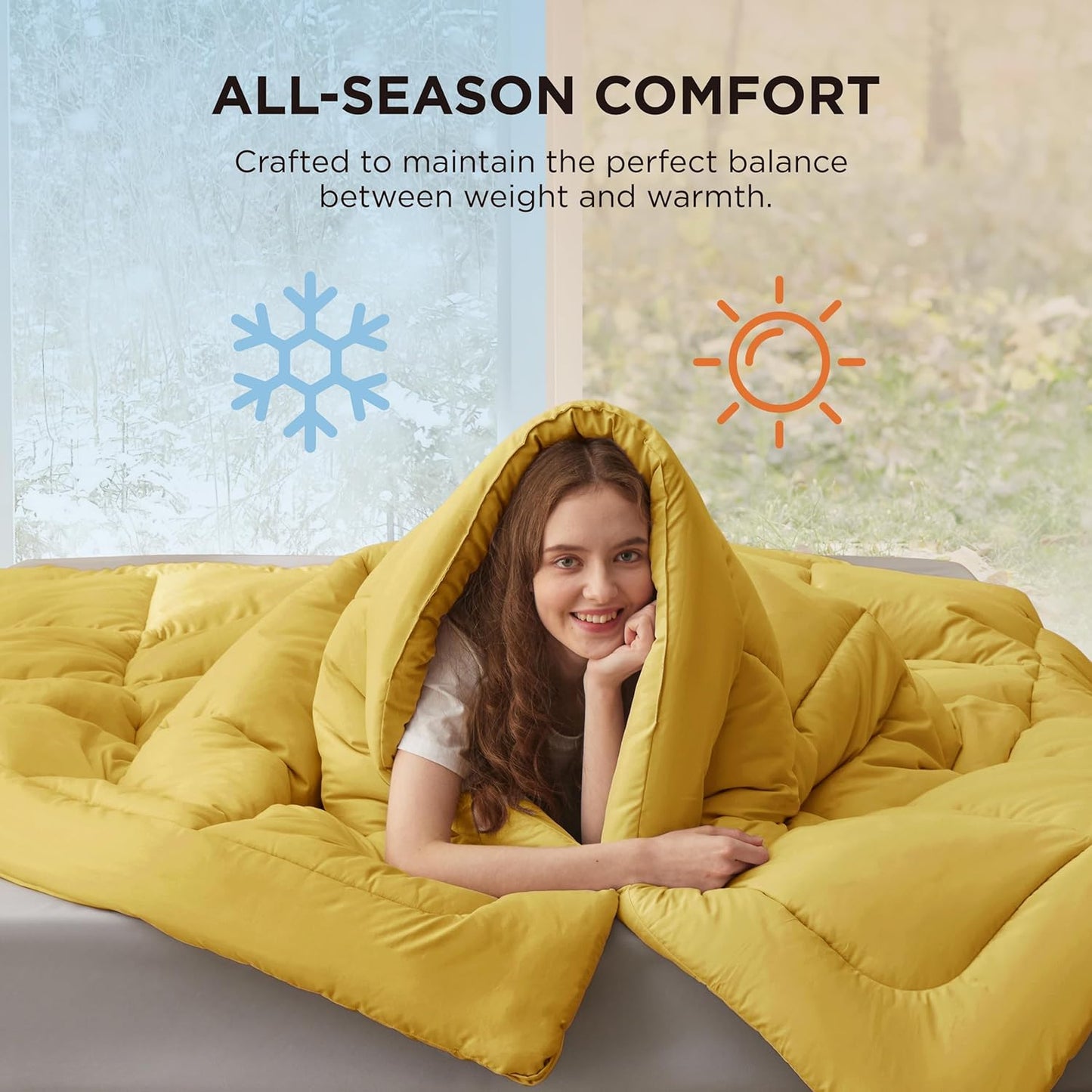 Bedsure Mustard Yellow Queen Comforter